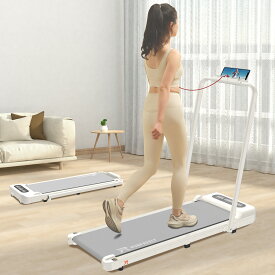 ★10倍UP〜3年保証付き～★RUNFREELY ルームランナー 家庭用 ランニングマシン 折りたたみ コンパクト 時速1~12km ウォーキングマシン 電動 静音 軽量 簡単移動 室内運動 ダイエット 有酸素運動 宅トレ 薄型 組立不要 アイボリー/ブラック