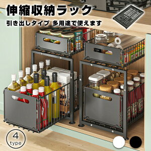 【P10倍!5190→実質4671円 10/27まで】シンク下ラック 収納 スライド 大容量 引き出し 2段 収納ラック キッチンラック 台所 整理収納 キッチンストッカー スチール製丈夫 シンク下収納ラック キ