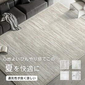 【店長おすすめ】接触冷感 夏用ラグマット 抗菌防臭防ダニ 滑り止め付 北欧 リビング リビングカーペット ラグマット 洗える 軽量 ノンホルムアル 無地