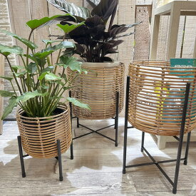 鉢カバー　トーク ラウタフェイク脚付きバスケットラウンド　プランターカバー 観葉植物 インテリア オシャレ