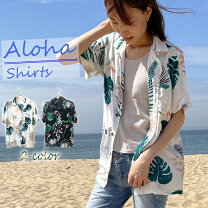アロハ シャツ 女子 サニークラウズ feat Shuttle Notes 海に沈む夕日 