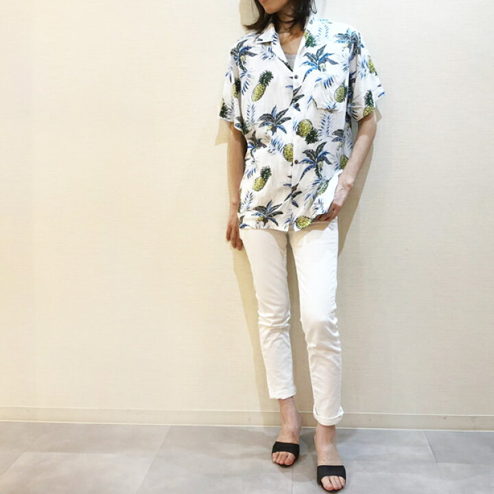 楽天市場 アロハシャツ パイン メンズ レディース ユニセックス おしゃれ カジュアル 夏 海 リゾート 大きいサイズ 旅行 イエロー オフ ネイビー ボタニカル 女性m Lサイズ 男性s Mサイズ Xl 修学旅行 柄シャツ トップス 花柄 かわいい アパレル ストール レジカジンナ