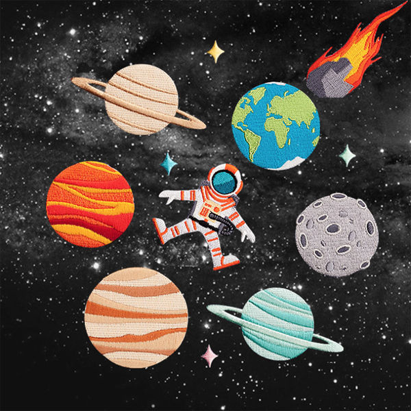 宇宙 シリーズ ワッペン 刺繍 アップリケ ミシン 手芸 地球 月 木星 火星 土星 宇宙飛行士