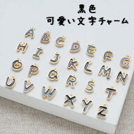 #1ブラックA〜M 文字 アルファベット 英語 ローマ字 チャーム ストーン パーツ ハンドメイド アクセサリ…