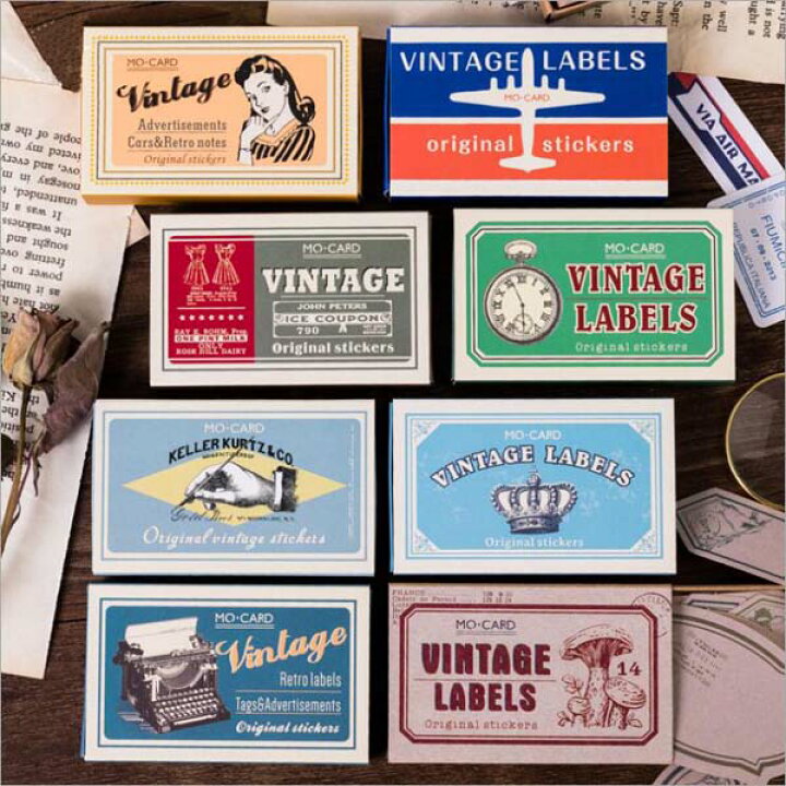 楽天市場 定形郵便 150円 Vintage Sticker 60枚入り ビンテージステッカー シールアメリカン 手芸素材 Lea Mala Pua 楽天市場店