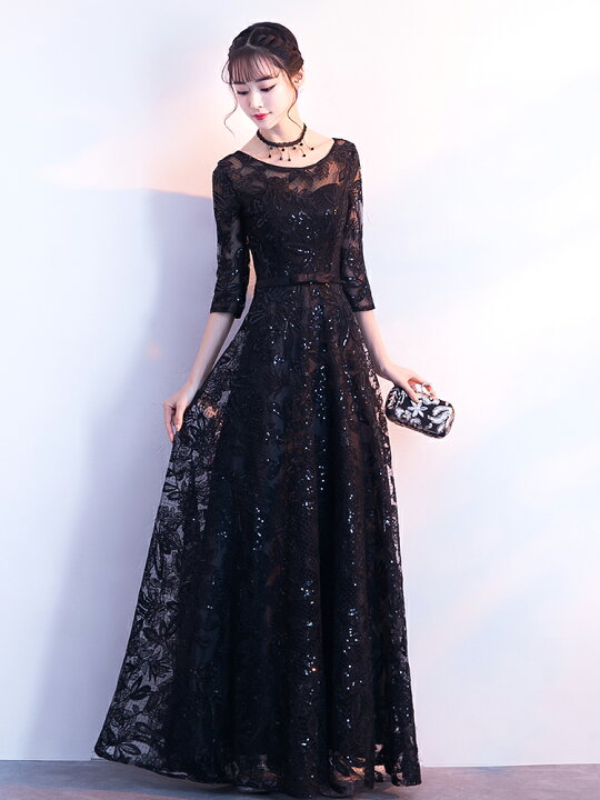 楽天市場 一部即納 パーティードレス ロング 袖あり 7分袖 レース 刺繍 パーティードレス 黒 韓国大きいサイズ 3l 4l 小さいサイズ シースルー スパンコール ロングドレス カラードレス 花嫁 結婚式 二次会 お呼ばれ leap 楽天市場 一部即納 パーティードレス ロング 袖あり 7分袖 レース 刺繍 パーティードレス 黒 韓国大きいサイズ 3l 4l 小さいサイズ シースルー スパンコール ロングドレス カラードレス 花嫁 結婚式 二次会 お呼ばれ leap