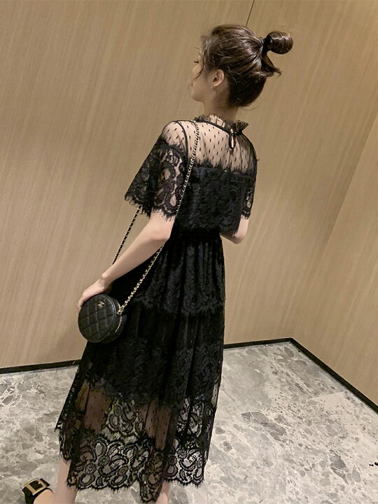 楽天市場 パーティードレス 総レース シースルー ドレス ワンピース 結婚式 お呼ばれ 大きいサイズ 袖あり 半袖 ミモレ丈 フォーマル 韓国 黒 セクシー leap 楽天市場 パーティードレス 総レース シースルー ドレス ワンピース 結婚式 お呼ばれ 大きいサイズ 袖あり 半袖 ミモレ丈 フォーマル 韓国 黒 セクシー leap