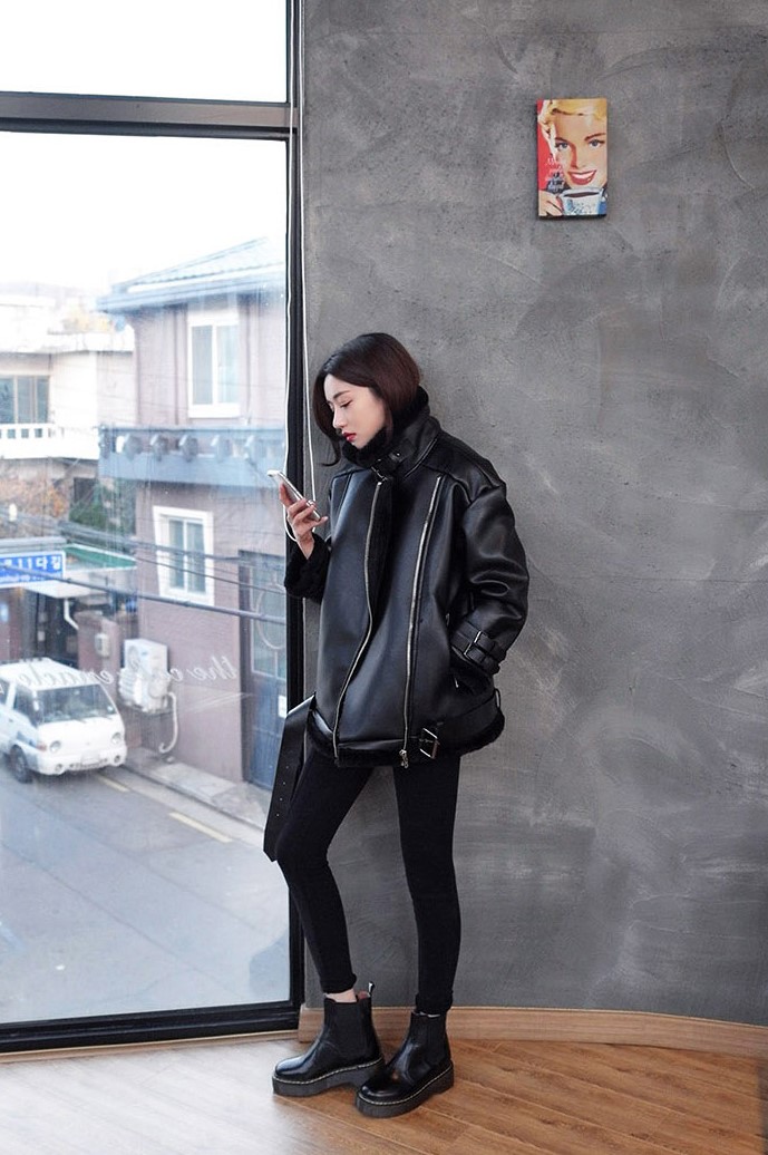 [一部即納] ライダースジャケット フェイクレザー ムスタン 裏ボア レディース もこもこ アウター 秋 冬 大きいサイズ 3L ショート丈 無地  カジュアル 厚手 黒 ブラック 韓国 ファッション | Ｌｅａｐ