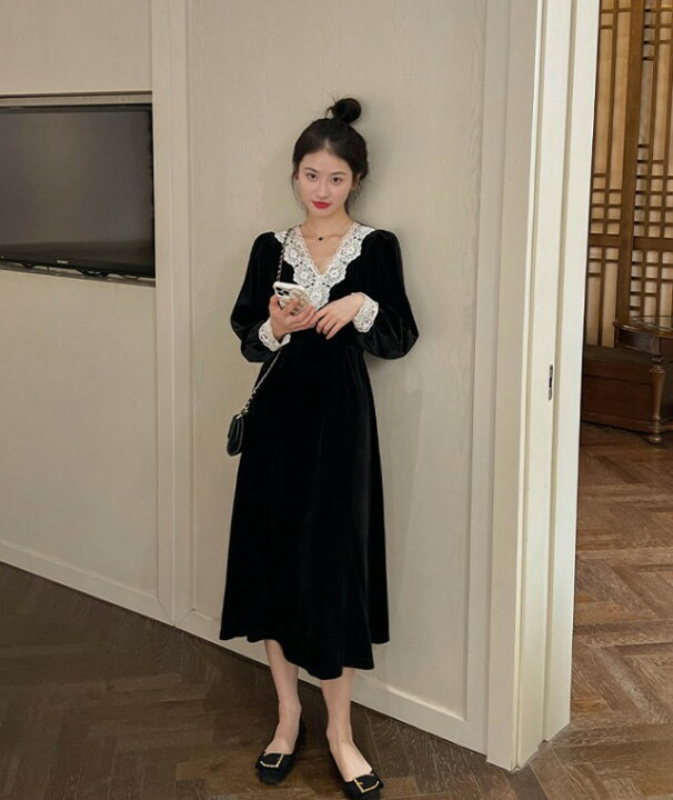 楽天市場】ベルベット ワンピース パーティードレス 結婚式  