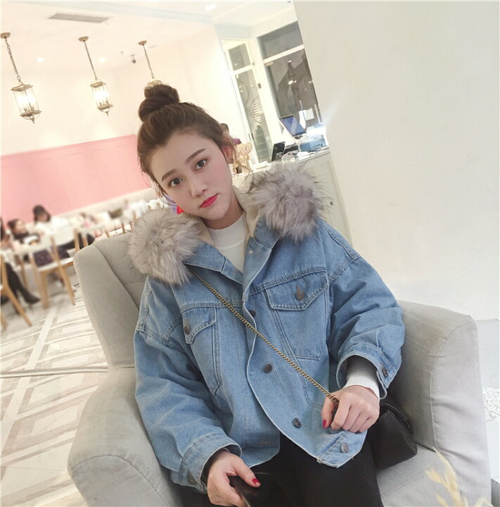 楽天市場 ファー フード付き デニムジャケット レディース 秋冬 もこもこ アウター ショート丈 大きいサイズ 3l 韓国 ファッション 裏地付き 裏起毛 裏ボア ブルゾン Gジャン 冬服 カジュアル ゆったり 大人可愛い ｌｅａｐ