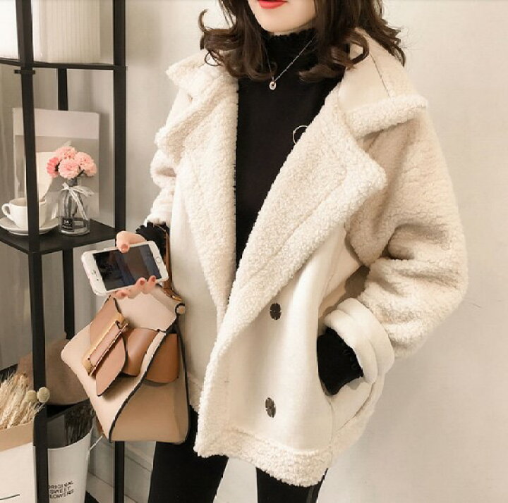 楽天市場】フェイクムートン コート レディース ショート 冬 アウター  