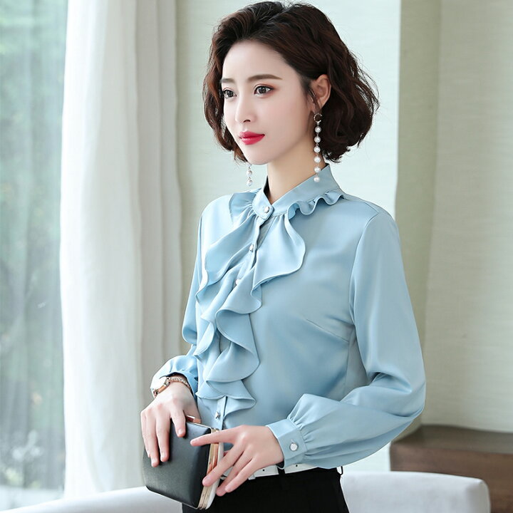 楽天市場 スタンドカラー フリル ブラウス シャツ レディース 長袖 トップス 大きいサイズ 3l 4l 5l 白 黒 赤 立ち襟 ハイネック フォーマル お呼ばれ 通勤服 オフィス 女性 代 30代 40代 きれいめ 上品 おしゃれ ｌｅａｐ