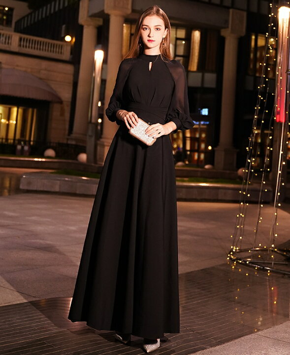 楽天市場】【一部即納】パーティードレス ロング 袖あり 長袖 ロング  