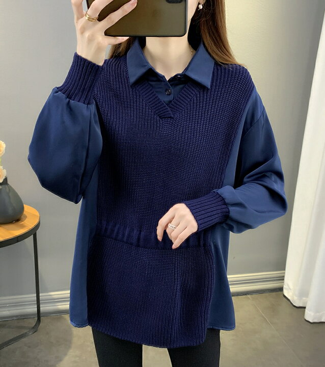 楽天市場 ドッキングシャツ 襟付き シャツ ブラウス ニット 異素材 トップス レディース 長袖 大きいサイズ カジュアル 黒 秋 冬 おしゃれ 切り替え 重ね着風 レイヤード風 韓国 ファッション leap 楽天市場 ドッキングシャツ 襟付き シャツ ブラウス ニット 異素材 トップス レディース 長袖 大きいサイズ カジュアル 黒 秋 冬 おしゃれ 切り替え 重ね着風 レイヤード風 韓国 ファッション leap