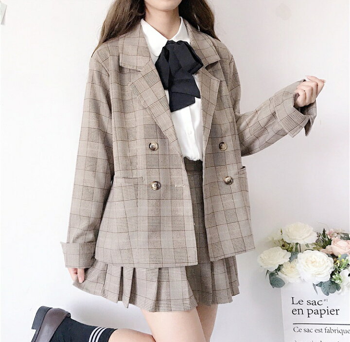 楽天市場 女子高生 制服 セット プリーツスカート ブレザー 4点セット スカート ミニ 女子 学生服 上下 高校生 入学式 卒業式 学園祭 チェック柄 チェックスカート リボン シャツ ブラウス おしゃれ 可愛い ｌｅａｐ