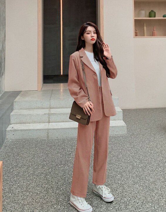 楽天市場 パンツスーツ スーツ セットアップ レディース カジュアル おしゃれ パンツ テーラードジャケット 大きいサイズ ゆったり シンプル 通勤服 オフィス オフィスカジュアル 韓国 ファッション ｌｅａｐ