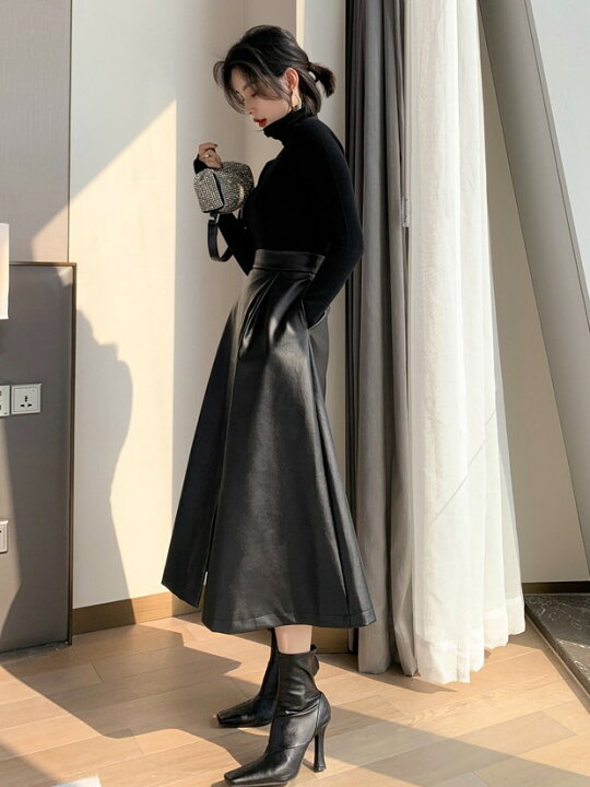 楽天市場】レザースカート フェイクレザー スカート ロング レディース  