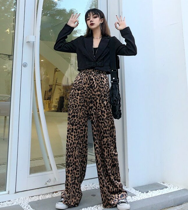 楽天市場】レオパード パンツ レディース ボトムス 春 秋 ワイドパンツ 