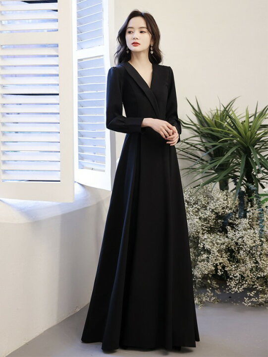 楽天市場 カシュクール パーティードレス 黒 ロングドレス 袖あり Aライン 大きいサイズ 3l 結婚式 お呼ばれ ワンピース ドレス 演奏会用ロング ドレス 演奏会 シンプル 上品 代 30代 40代 50代 ｌｅａｐ