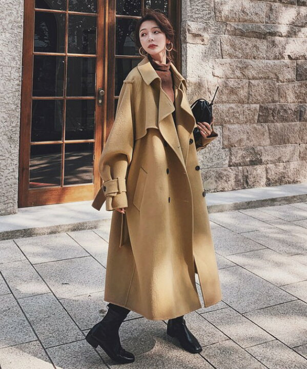 楽天市場 トレンチコート レディース アウター 冬 秋 ロングコート コート ロング丈 オーバーサイズ ビッグシルエット ゆったり 大きいサイズ ロング トレンチコート おしゃれ きれいめ カジュアル 通勤 オフィス 秋冬 ｌｅａｐ