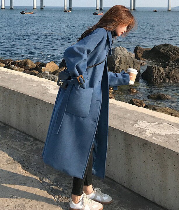 楽天市場 ステンカラーコート レディース アウター 冬 秋 ロングコート コート ロング オーバーサイズ ゆったり ビッグシルエット シンプル カジュアル 秋冬 ウエストベルト ウエストマーク おしゃれ 通勤 ｌｅａｐ