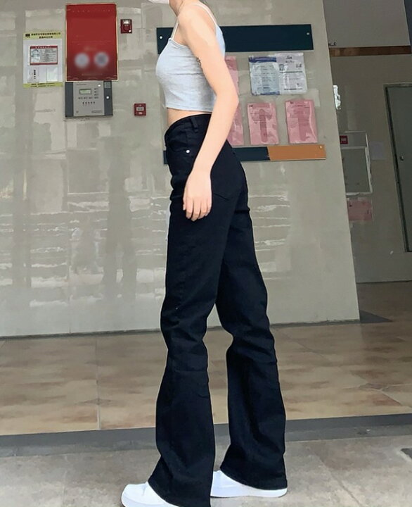 楽天市場 デニムパンツ レディース ボトムス フレア デニム パンツ フレアパンツ ハイウエスト 黒 大きいサイズ 小さいサイズ ブーツカットデニム ジーンズ ジーパン カジュアル シンプル ｌｅａｐ