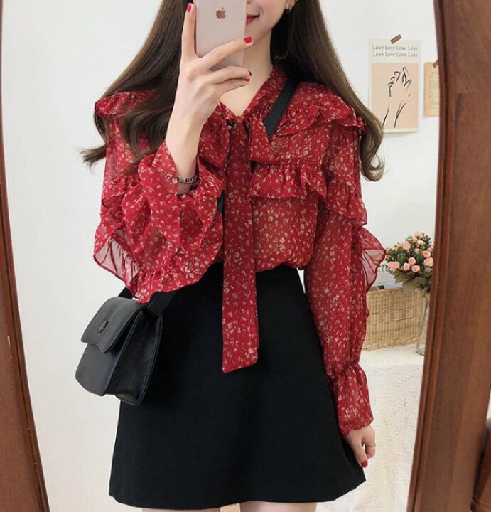 楽天市場 花柄 ボウタイ ブラウス レディース トップス 長袖 フリル フリル袖 大きいサイズ 赤 春 秋 大人可愛い 韓国 ファッション 小花柄 柄シャツ 総柄 おしゃれ カジュアル leap 楽天市場 花柄 ボウタイ ブラウス レディース トップス 長袖 フリル フリル袖 大きいサイズ 赤 春 秋 大人可愛い 韓国 ファッション 小花柄 柄シャツ 総柄 おしゃれ カジュアル leap