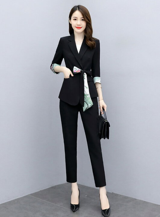 楽天市場 パンツスーツ レディース セットアップ スーツ ハイウエスト パンツ ウエストマーク スカーフ柄 大きいサイズ 3l 4l 黒 ウエストリボン おしゃれ きれいめ ゆったり 通勤服 オフィス お呼ばれ ママスーツ 卒業式 入学式 卒園式 入園式 代 30代 40代 50代