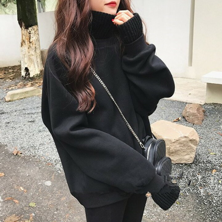 楽天市場】冬新作 秋冬 重ね着風 トレーナー トップス リブニット  