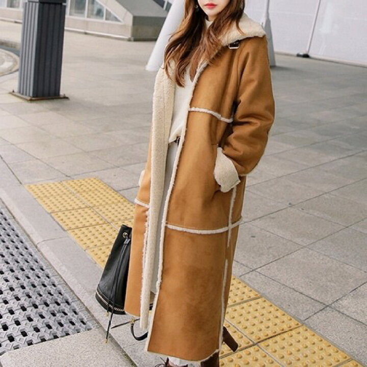 楽天市場 ムートンコート レディース フェイクムートンコート レディース アウター 大きいサイズ 韓国ファッション 冬 アウター レディース 人気 ロングコート 黒 裏ボア きれいめ カジュアル 通勤 ｌｅａｐ