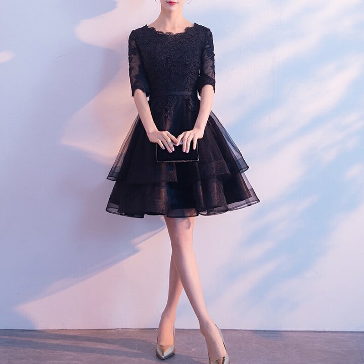 楽天市場】パーティードレス 花柄 レース ドレス ワンピース ミニ丈 五  