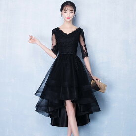 【一部即納】ドレス ブラック フィッシュテール スカート 韓国 パーティードレス ロング丈 刺繍 ワンピースドレス チュール フレア 結婚式 お呼ばれドレス 大きいサイズ 3L 小さいサイズ 20代 30代