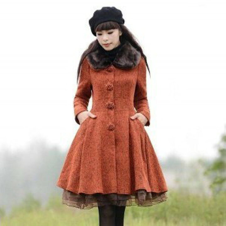 楽天市場】【一部即納】フレアコート アウター ミディアム丈  