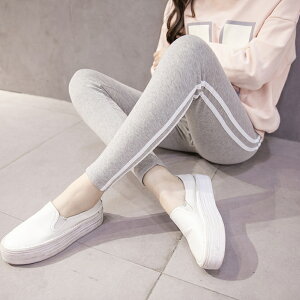 マタニティ レギンス サイドライン ボトムス パンツ 10分丈 マタニティレギンス ウエスト調節 大きいサイズ 3L スポーティ 着回し 秋 春 部屋着 カジュアル デイリー 妊婦 産前