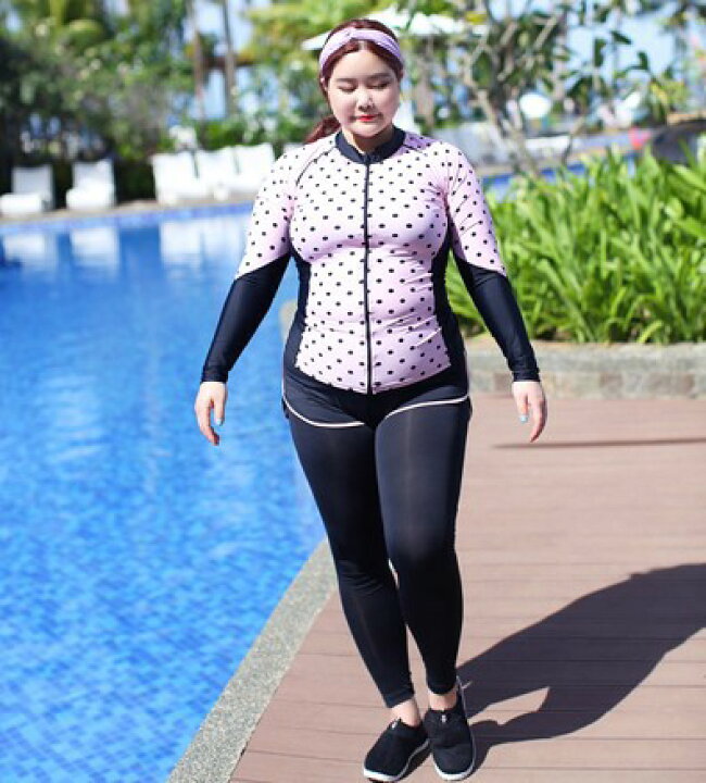 楽天市場 フィットネス 水着 セット レディース 大きいサイズ 3l 4l 5l 6l 体型カバー ラッシュガード 長袖 ぽっちゃり 露出控えめ 日焼け防止 ドット柄 可愛い 代 30代 ビーチ リゾート サーフィン ダイビング ｌｅａｐ