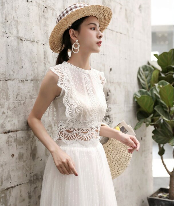 楽天市場 レース セットアップ レディース スカート ロング シースルー トップス 春服 夏 お呼ばれ ドレス 黒 白 ノースリーブ セクシー きれいめ パーティードレス 結婚式 サマードレス リゾート 代 30代 ｌｅａｐ