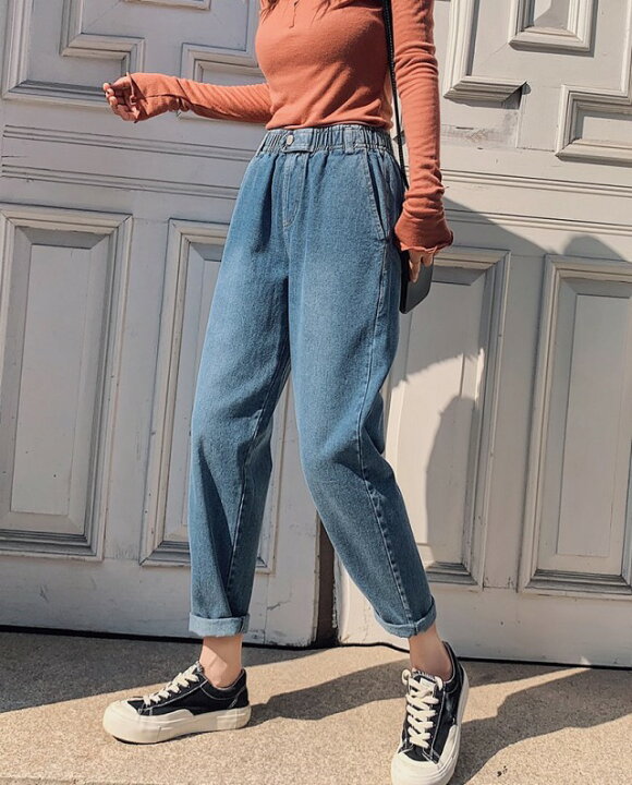 楽天市場 テーパード デニムパンツ レディース ボトムス ハイウエスト デニム 大きいサイズ 3l 4l ジーンズ ジーパン アンクル丈 ゆったり ウエストゴム カジュアル おしゃれ 韓国 ファッション 春 夏 秋 冬 ｌｅａｐ