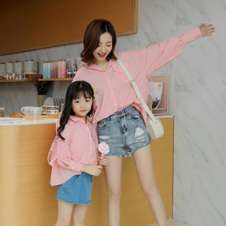 楽天市場 即納 フリル ブラウス シャツ 長袖 リンクコーデ 親子 セット トップス 白 親子コーデ 親子ペア 親子おそろい 子供服 女の子 キッズ レディース 大人服 可愛い おしゃれ 春服 夏 秋 春新作 ｌｅａｐ