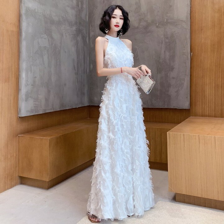 楽天市場】ウエディングドレス 白 ロングドレス スレンダー 結婚式  