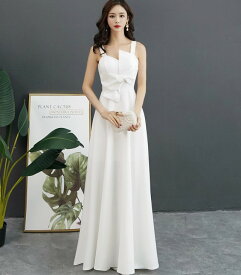 ウエディングドレス 結婚式 花嫁 二次会 ドレス スレンダーライン 白 ロングドレス 大きいサイズ 3L 小さいサイズ ノースリーブ アシンメトリー 上品