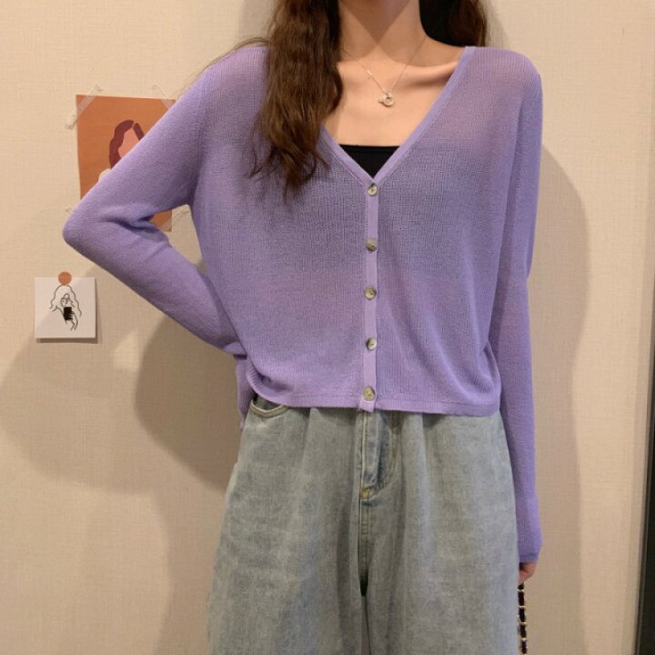 楽天市場 カーディガン レディース ショート丈 トップス 長袖 春 夏 ショートカーディガン 薄手 白 黒 オフィス 通勤服 羽織りもの Vネック シースルー 透け感 肌見せ シンプル きれいめ カジュアル おしゃれ 冷房対策 ｌｅａｐ