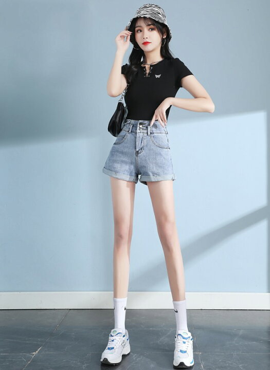 楽天市場 ホットパンツ デニム ショートパンツ レディース ボトムス セクシー ハイウエスト パンツ ショート ミニ丈 大きいサイズ 美尻 美脚 韓国 ファッション シンプル カジュアル ｌｅａｐ