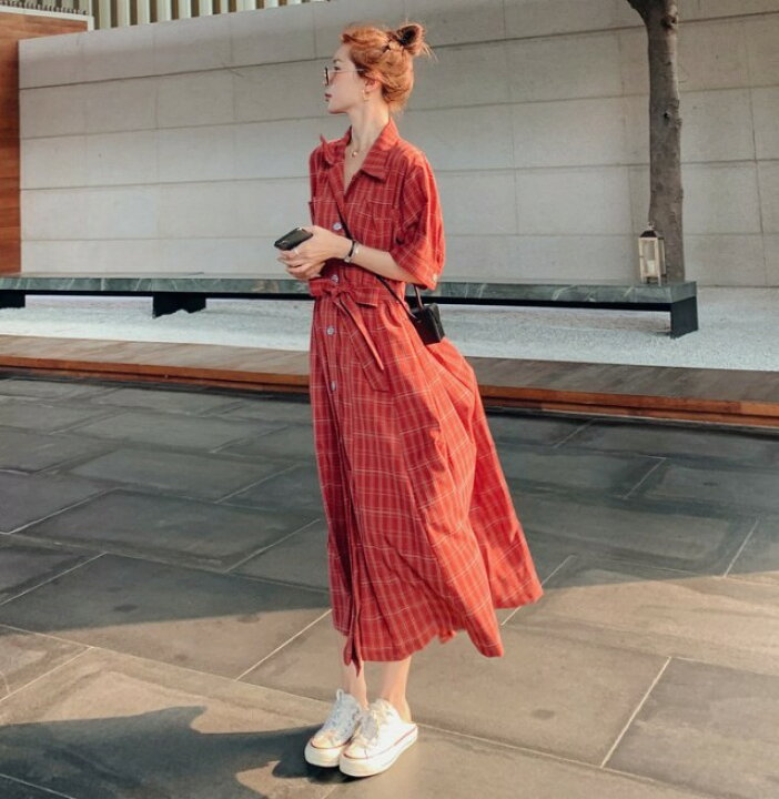 楽天市場 シャツワンピース ロング 半袖 レディース 襟付き チェック ワンピース 春 夏 ロングワンピース マキシワンピース カジュアル オープンカラー 開襟 ウエストマーク ウエストリボン 大きいサイズ レトロ おしゃれ 黒 ｌｅａｐ