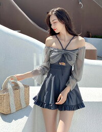 楽天市場 水着 ワンピース レディース 体型カバー ワンピース水着 オフショルダー 袖付き 袖あり ボリューム袖 フリル 大きいサイズ 3l 4l 5l 6l 赤 韓国 シースルー袖 露出控えめ ぽっちゃり おしゃれ 大人可愛い ビーチ リゾート 代 30代 ｌｅａｐ