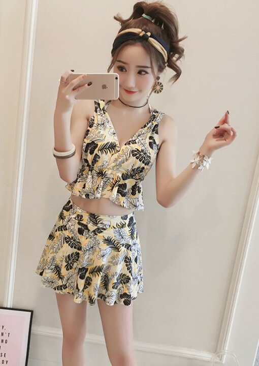 楽天市場 水着 レディース ビキニ タンキニ 体型カバー ビスチェ フリル スカート 大きいサイズ ボタニカル柄 韓国 女性 ママ水着 露出控えめ 可愛い おしゃれ リゾート 夏 ビーチ 海 代 30代 ｌｅａｐ