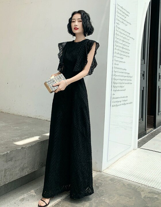 楽天市場 パーティードレス ロング ロングドレス 結婚式 お呼ばれ ドレス ワンピースドレス 黒 赤 白 総レース 袖あり 半袖 大きいサイズ 3l 4l 小さいサイズ フリル袖 韓国 代 30代 40代 ｌｅａｐ