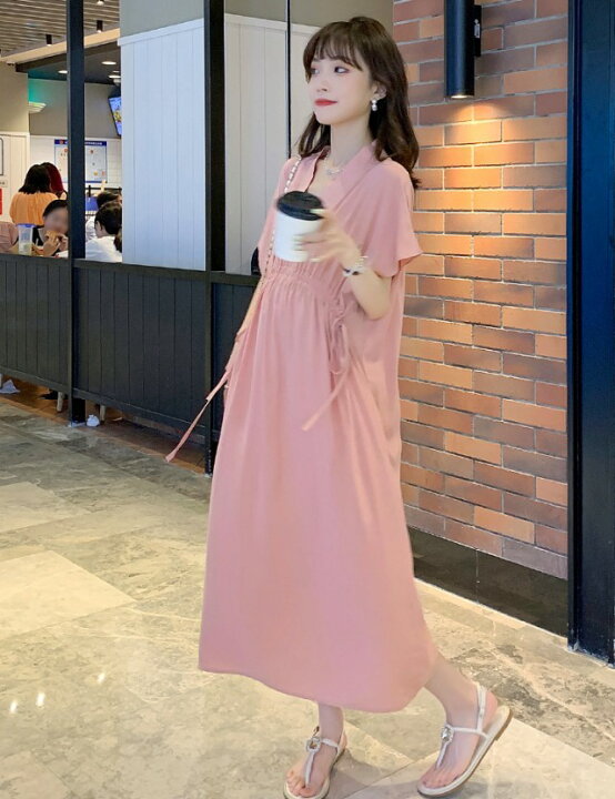 楽天市場 マタニティ ワンピース 半袖 ロングワンピース マタニティ ドレス ロング 結婚式 お呼ばれ 大きいサイズ 3l Vネック リボン 妊婦服 フレンチスリーブ 体型カバー ゆったり 韓国 きれいめ カジュアル おしゃれ 大人可愛い ｌｅａｐ