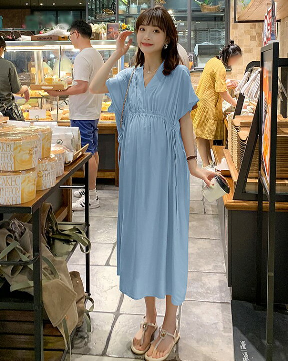 最終決算 マタニティ ワンピース 半袖 ロングワンピース ドレス ロング 結婚式 お呼ばれ 大きいサイズ 3l Vネック リボン 妊婦服 フレンチスリーブ 体型カバー Champagne Dissaux Brochot Com