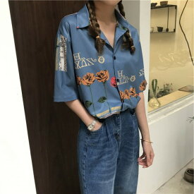 楽天市場 レトロ 柄シャツ 柄プリント レディースファッション の通販