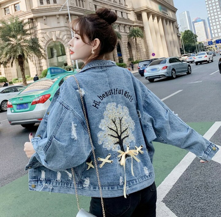 楽天市場】デニムジャケット レディース アウター ショート ダメージ  